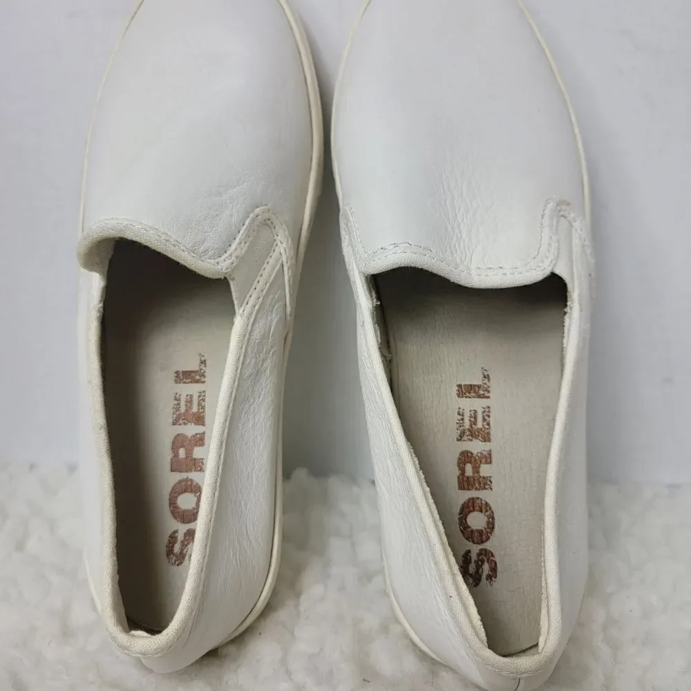 Sorel Campsneak Womens Size 8.5 Slip on Shoes White Leather